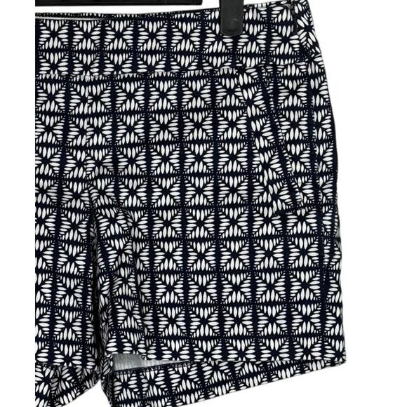 J. Crew City Fit Stretch Mid Rise Shorts Pockets Side Zipper 2 Navy Blue White - Picture 2 of 15